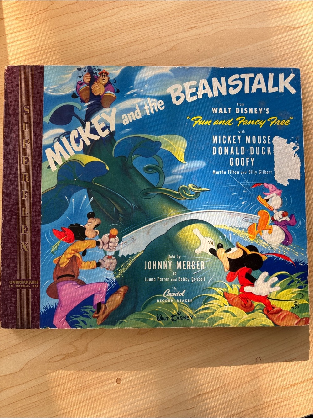1947 Walt Disney's Mickey and the Beanstalk Capitol Record Reader 3x 78rpm/Book